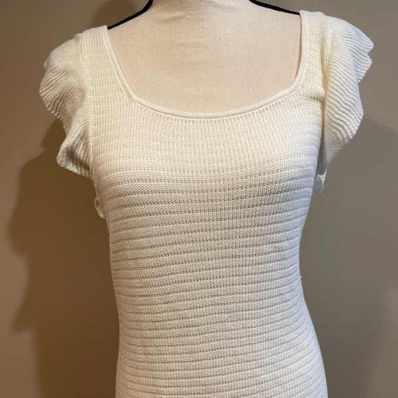 House of Harlow 1960 Knit Ruffle Cream Dress - Picture 7 of 14